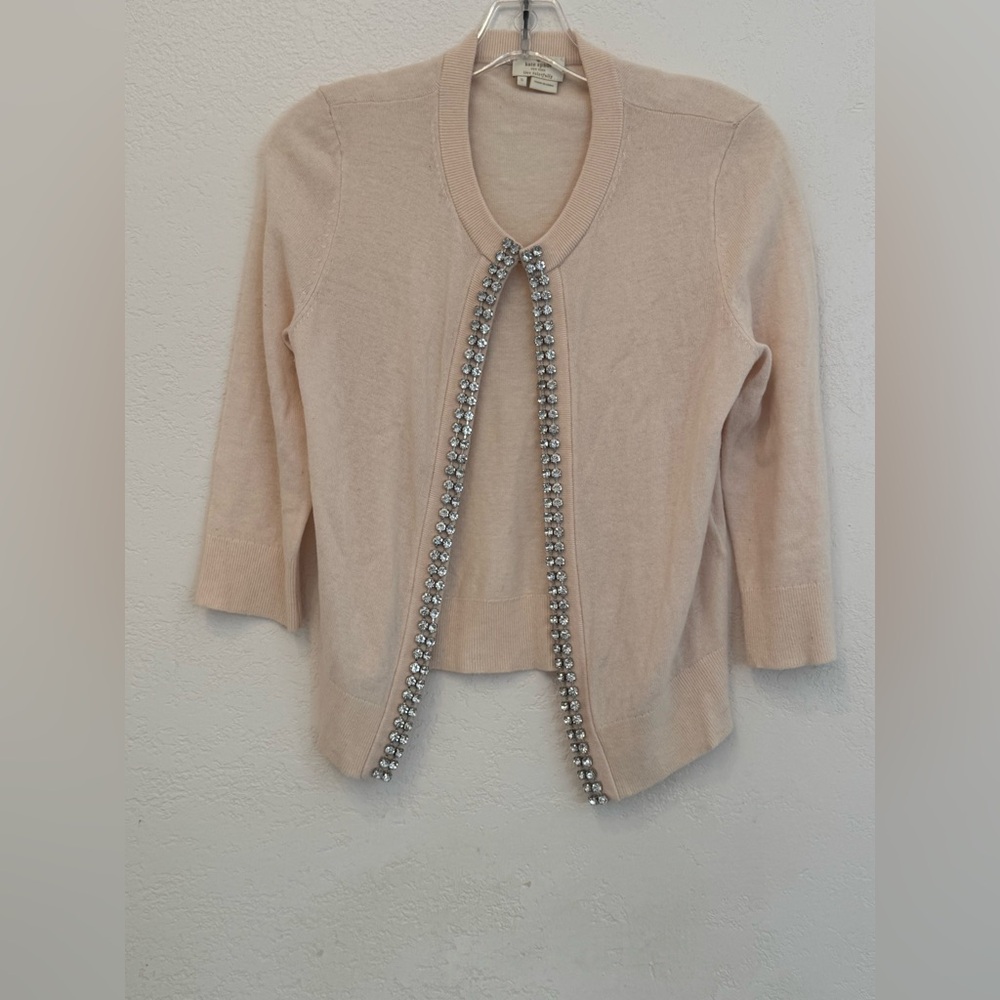 Kate Spade Steal The Spotlight Light Pink Cardigan with Embellished Trim Size S - Picture 9 of 15